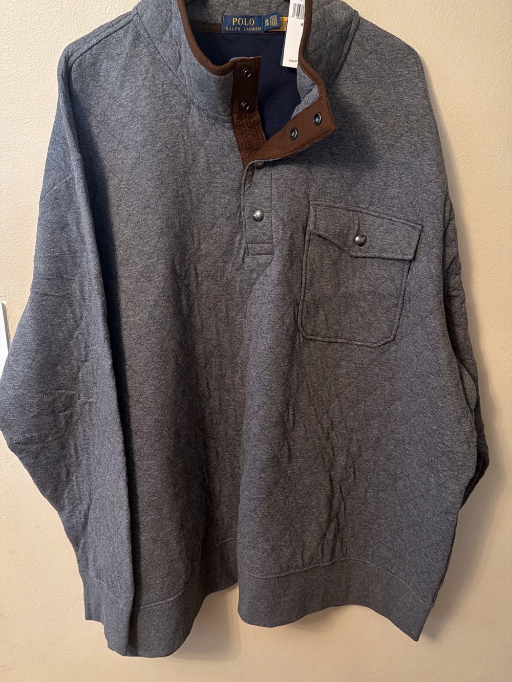 Polo by Ralph Lauren Gray Pullover with Brown Contrast Collar